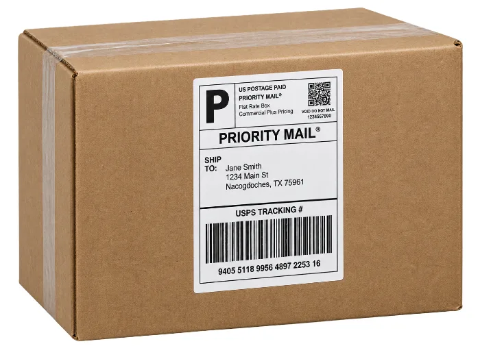 Box with a 4x6 shipping label